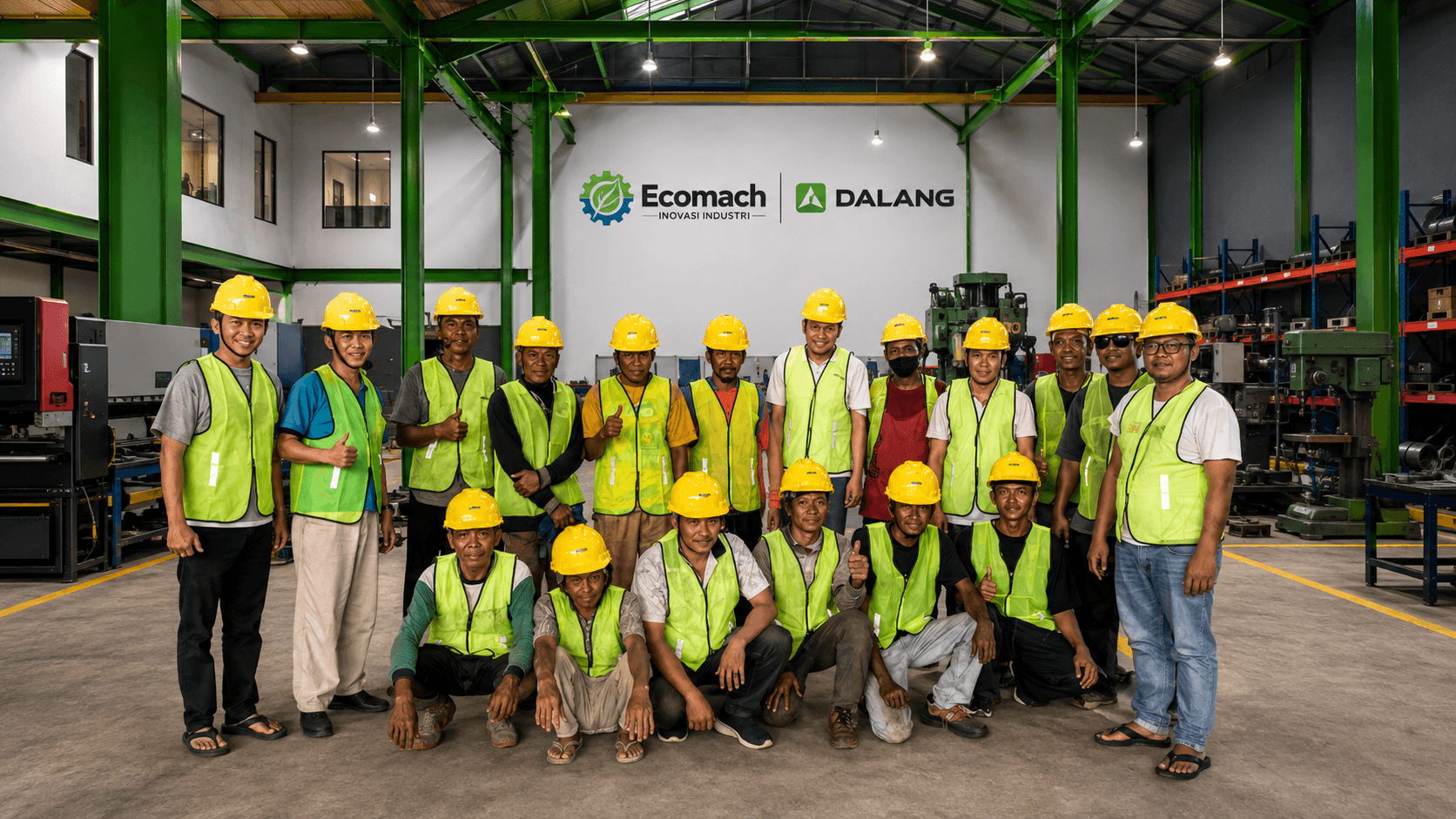 PT. Ecomach Inovasi Industri team at its engineering and manufacturing facility